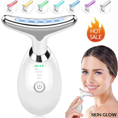 Handheld Neck Beauty Device with LED lights for face lifting and massage