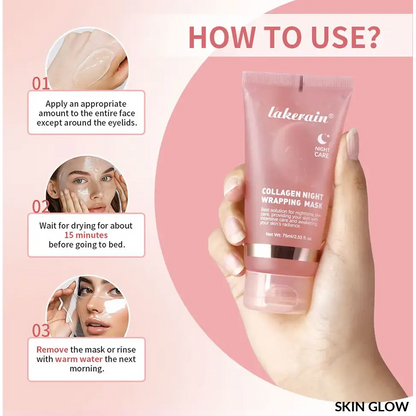 Pink tube of Lukensia Collagen Night Wrapping Korean Face Mask for glowing skin