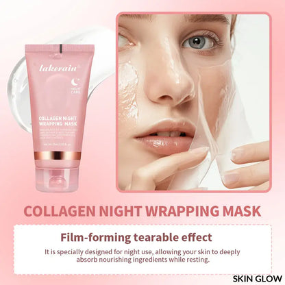 Pink tube of Collagen Night Wrapping Korean mask for glowing skin overnight