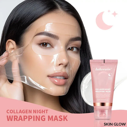 Pink tube of Collagen Night Wrapping Korean Mask for glowing skin overnight