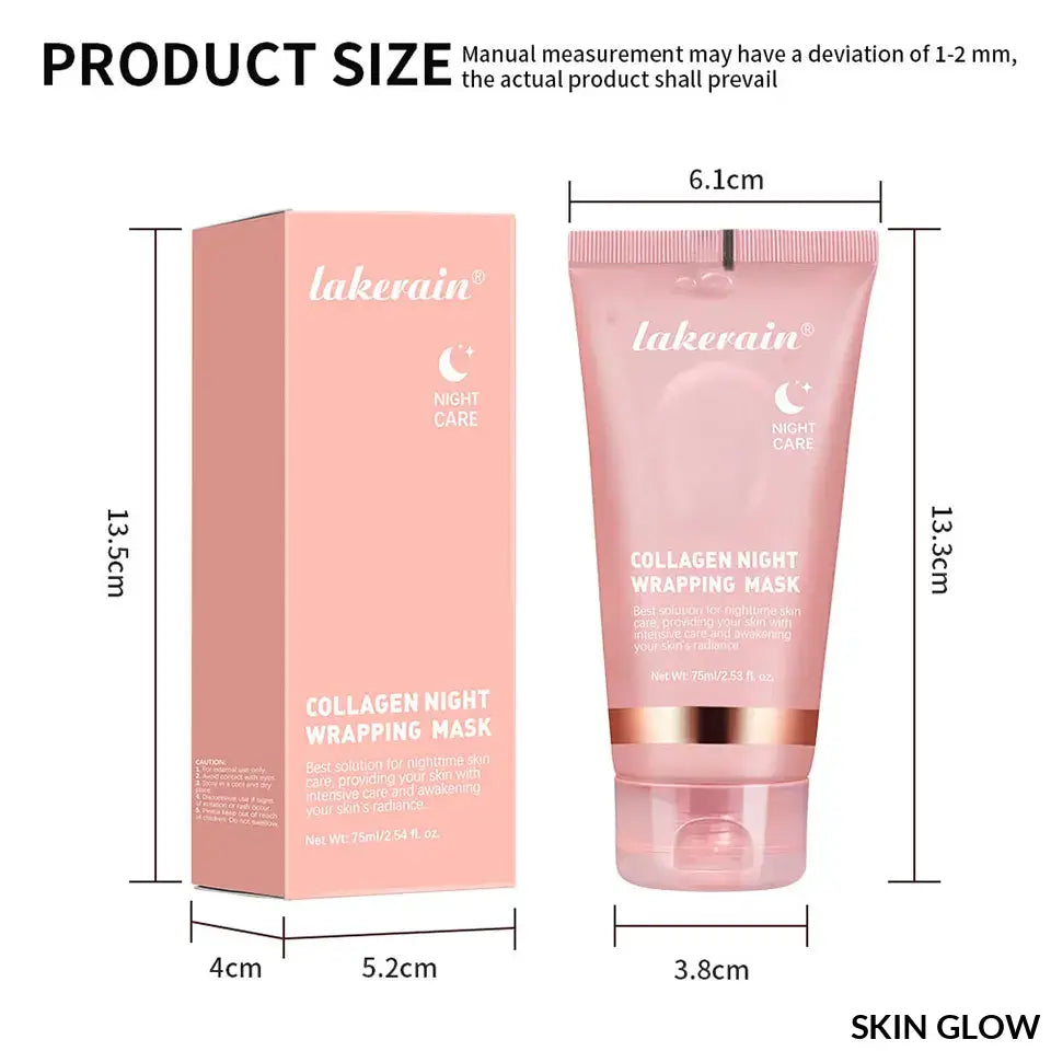 Pink Collagen Night Wrapping Korean Mask with retail packaging box displayed