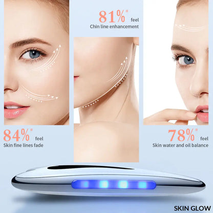 Sleek electric guasha scraper board with blue LED lights for skin care glow