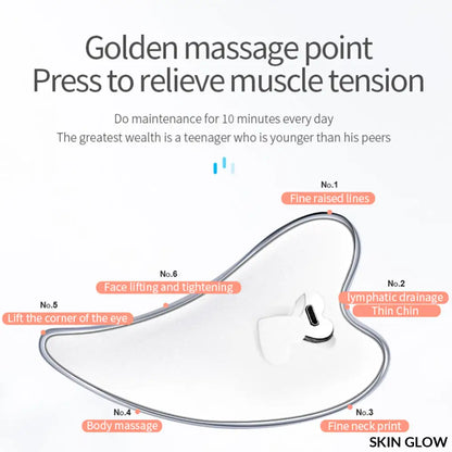 Curved Electric Guasha Scraper Board showing pressure points for muscle tension relief