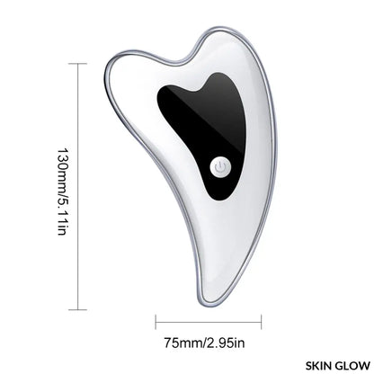 Heart-shaped Electric Guasha Scraper Board for skin care with black accent and metallic finish