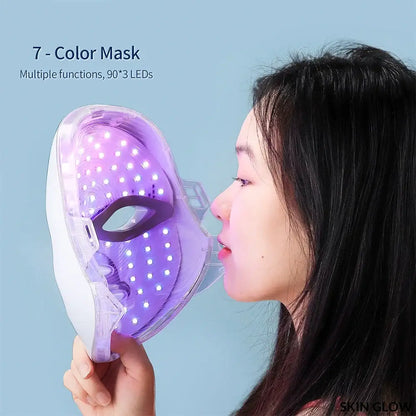 Purple LED light therapy facial mask on the Face and Neck Beauty Machine LED Skin Care Massager