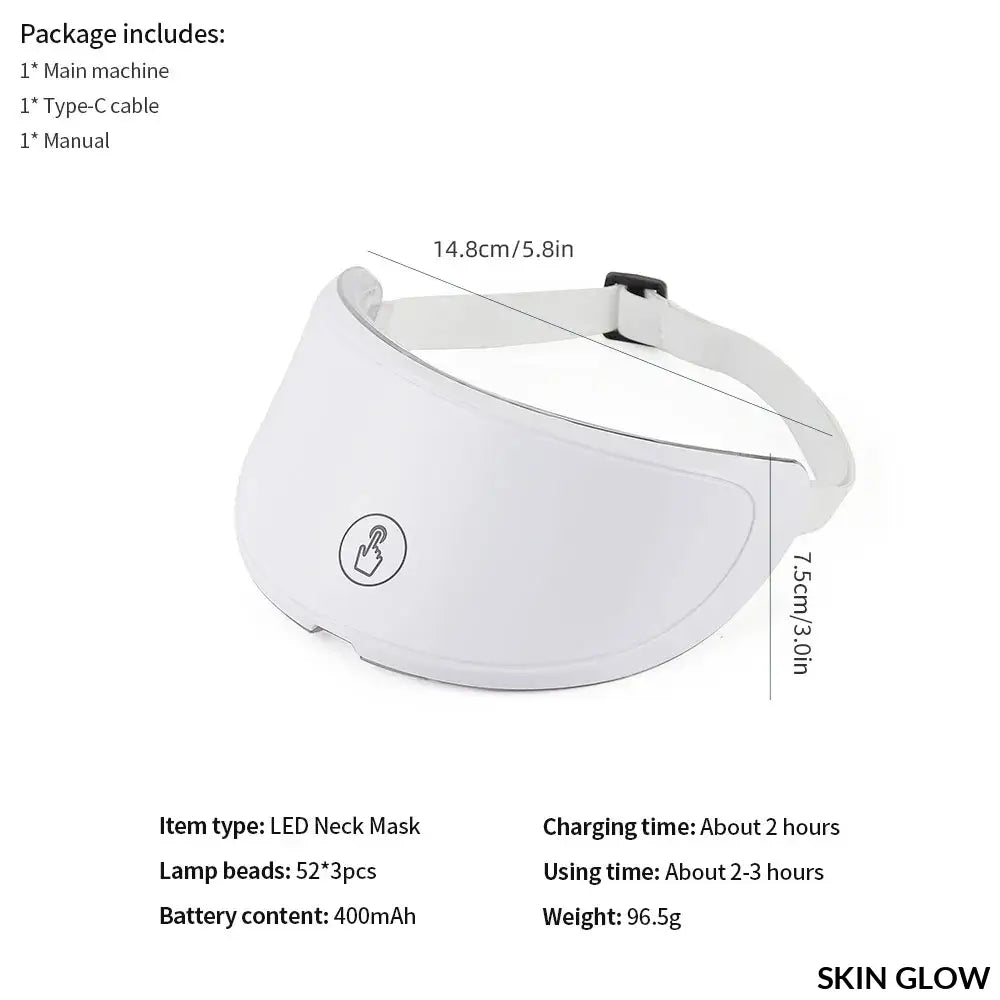 White LED light therapy face mask with adjustable headband for the perfect neck beauty machine