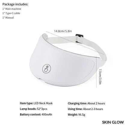 White LED light therapy face mask with adjustable headband for the perfect neck beauty machine