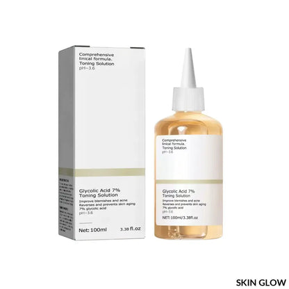 Glycolic Acid Toning Solution bottle and box for removing acne and moisturizing skin