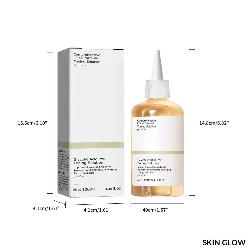 Clear Glycolic Acid 7% Toning Solution bottle and box for acne removal and skin hydration