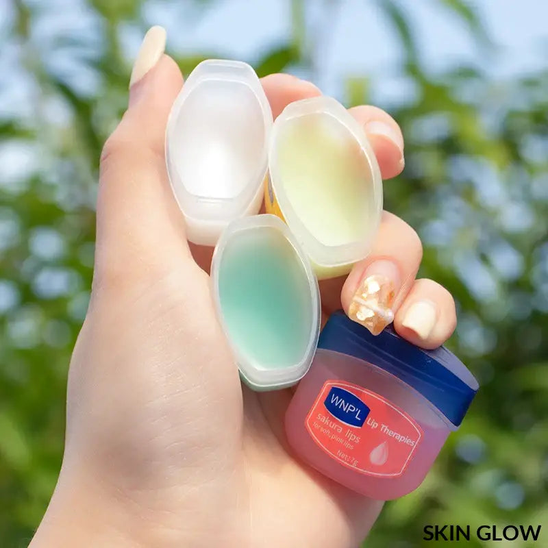 Vaseline petroleum jelly tints glowing in sunlight, perfect for lip balm healing moisture