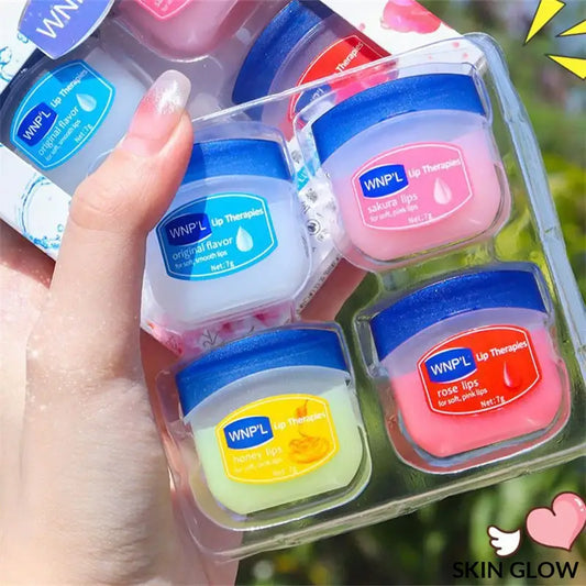 Colorful Vaseline lip balms showcasing the healing moisturizing all-natural lip mask