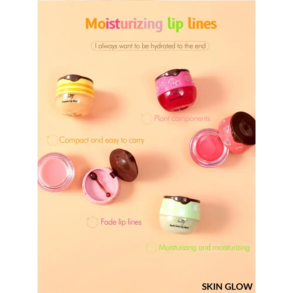 Colorful collection of moisturizing lip balms, perfect for the Lip Sleep Mask Night