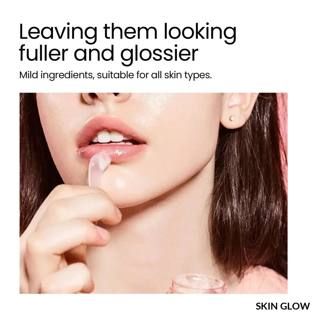 Glossy lips with a finger, showcasing Moisturizing Sleeping Lip Mask Night