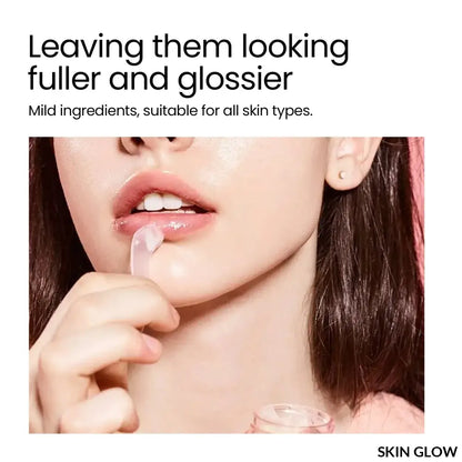 Glossy lips with a finger, showcasing Moisturizing Sleeping Lip Mask Night