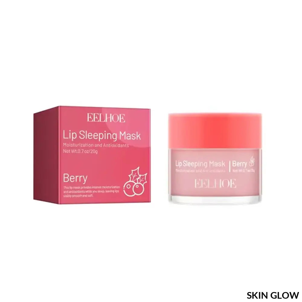 Pink Berry Moisturizing Sleeping Lip Mask Night with product box for soft lips