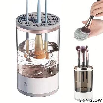 Portable Electric Makeup Brush Cleaner with Rubber and transparent cylinder for easy cleaning