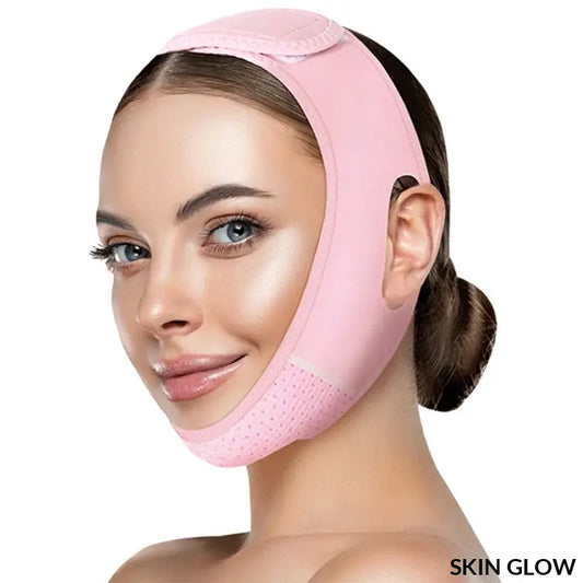 Pink reusable face strap V line mask for a sleek jawline and double chin reducer