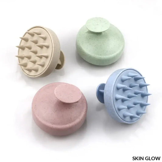 Pastel silicone shampoo brush for a relaxing brush massage with raised nodules